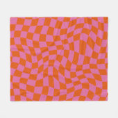 Roze en Oranje psychedelische geruite groovy grid Fleece Deken (Voorkant (Horizontaal))