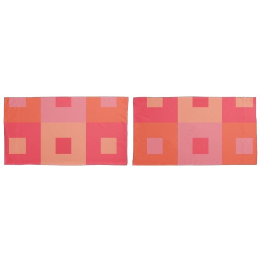 Roze en Oranje rechthoeken Kussensloop (Voorkant-Set)