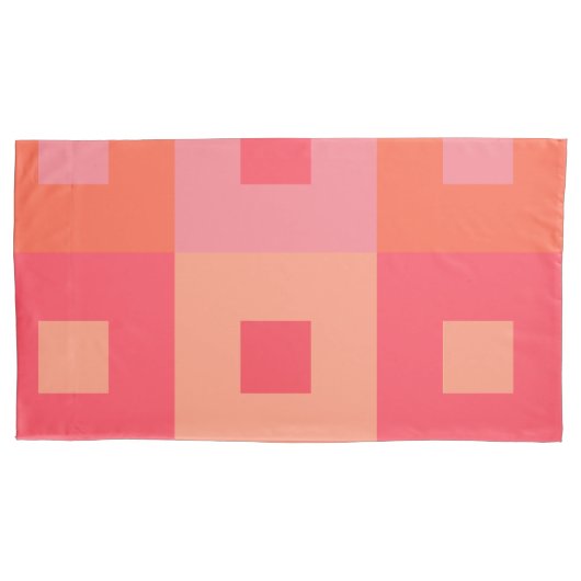 Roze en Oranje rechthoeken Kussensloop (Voorkant-Links)