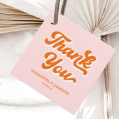 Roze en Oranje Retro 70s Dank je bruiloft Bedankjes Labels