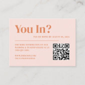  Roze en Oranje Retro 70s Trouwwebsite Informatiekaartje (Voorkant)