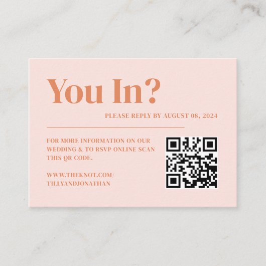  Roze en Oranje Retro 70s Trouwwebsite Informatiekaartje (Voorkant)