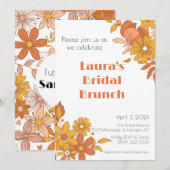 Roze en Oranje Retro Boho Bridal Brunch Uitnodigin Kaart (Voorkant / Achterkant)