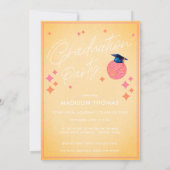 Roze en Oranje Retro Disco Ball Graduation Party Kaart (Achterkant)