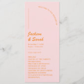 Roze en Oranje Retro Disco Bruiloft Programmakaart (Voorkant)