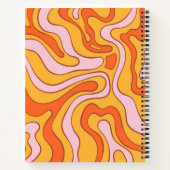 Roze en Oranje retro esthetische jaren '70 Swirl Notitieboek (Achterkant)