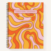 Roze en Oranje retro esthetische jaren '70 Swirl Notitieboek
