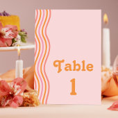 Roze en Oranje Retro Groovy Bruiloft Kaart