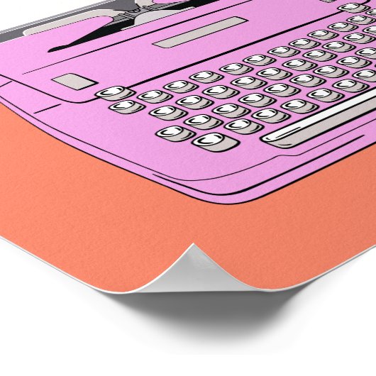 Roze en Oranje Retro schrijfmachine Poster (Hoek)