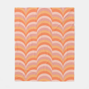 Roze en oranje retro stijl curves patroon fleece deken