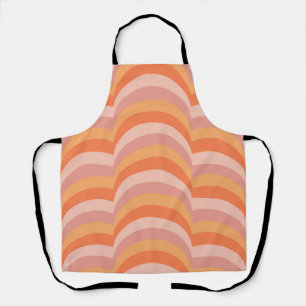 Roze en oranje retro stijl curves patroon schort