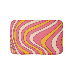 Roze en oranje retro stijl golven badmat