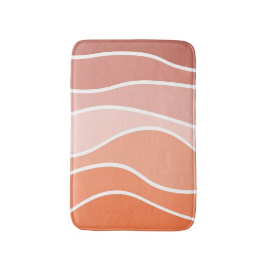 Roze en oranje retro stijl golven badmat (Voorkant Verticaal)