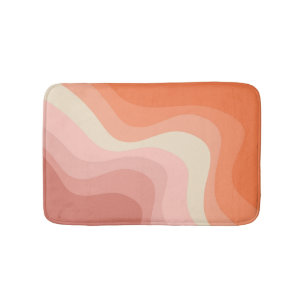 Roze en oranje retro stijl golven badmat