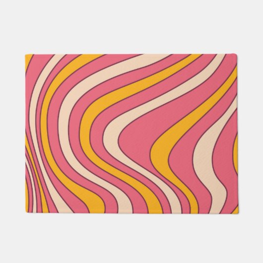 Roze en oranje retro stijl golven deurmat (Voorkant)