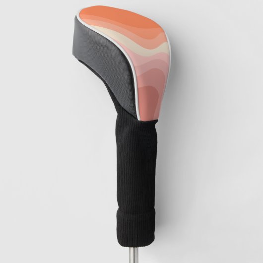 Roze en oranje retro stijl golven golfheadcover (Schuin)