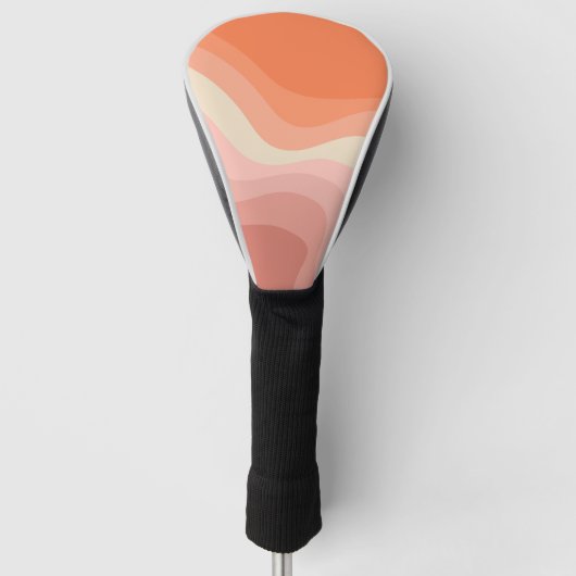 Roze en oranje retro stijl golven golfheadcover (Voorkant)