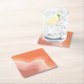 Roze en oranje retro stijl golven kartonnen onderzetters (Insitu)