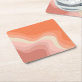 Roze en oranje retro stijl golven kartonnen onderzetters (Schuin)