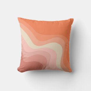 Roze en oranje retro stijl golven kussen