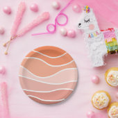 Roze en oranje retro stijl golven papieren bordje (Feest)