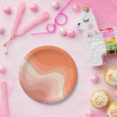 Roze en oranje retro stijl golven papieren bordje (Feest)