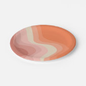 Roze en oranje retro stijl golven papieren bordje (Gekanteld)