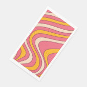 Roze en oranje retro stijl golven servet (Hoek)