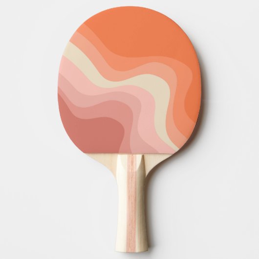 Roze en oranje retro stijl golven tafeltennisbatje (Voorkant)