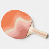 Roze en oranje retro stijl golven tafeltennisbatje (Zijkant)