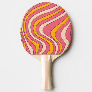 Roze en oranje retro stijl golven tafeltennisbatje