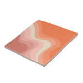 Roze en oranje retro stijl golven tegeltje (Zijkant)