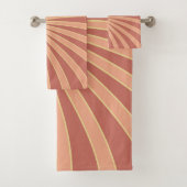 Roze en oranje retro stijl zonnestraalontwerp bad handdoek (Insitu)