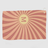 Roze en oranje retro stijl zonnestraalontwerp golfhanddoek (Horizontaal)