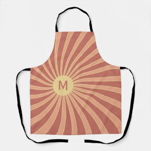 Roze en oranje retro stijl zonnestraalontwerp schort