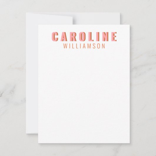 Roze en Oranje Retro Typografie Aangepaste naam Notitiekaartje (Voorkant)