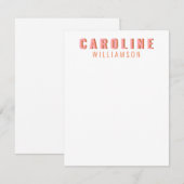 Roze en Oranje Retro Typografie Aangepaste naam Notitiekaartje (Voorkant / Achterkant)