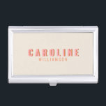 Roze en Oranje Retro Typografie Aangepaste naam Visitekaarthouder<br><div class="desc">Roze en Oranje Retro Typografie Persoonlijke zakelijke kaart Kaart</div>