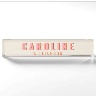 Roze en Oranje Retro Typografie Creatief Modern Naambordje