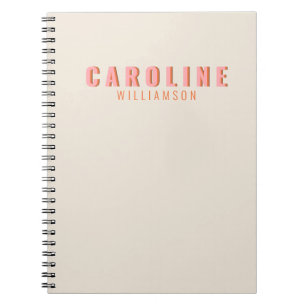 Roze en oranje retro typografie creatieve aangepas notitieboek