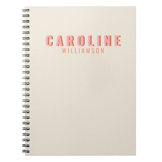 Roze en Oranje Retro Typografie Creative Custom Notitieboek (Voorkant)