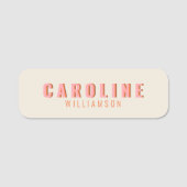 Roze en Oranje Retro Typografie Creative Modern Naamplaatje (Voorkant)