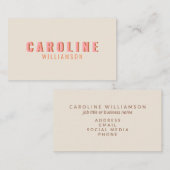 Roze en Oranje Retro Typografie Creative Modern Visitekaartje (Voorkant / Achterkant)