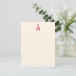 Roze en Oranje Retro Typografie Monogram Initiaal Notitiekaartje