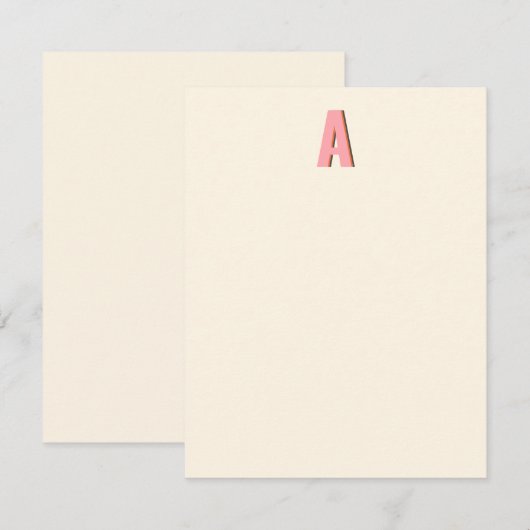 Roze en Oranje Retro Typografie Monogram Initiaal Notitiekaartje (Voorkant / Achterkant)