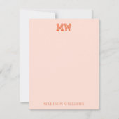 Roze en Oranje Retro Typografie Monogram Initiaal Notitiekaartje (Voorkant)