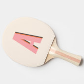 Roze en Oranje Retro Typografie Monogram Initiaal Tafeltennisbatje (Zijkant)