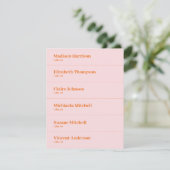 Roze en Oranje Retro Wedding Place Card DIY Kaart (Staand voorkant)