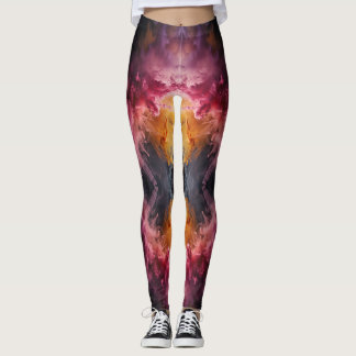 Roze en Oranje rookexplosie Leggings