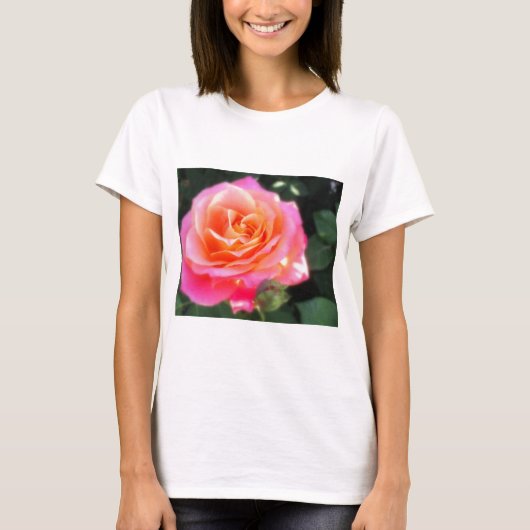  Roze en Oranje Roos Macro Foto T-shirt (Voorkant)